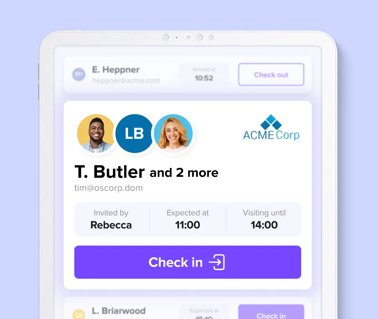 Visitors product interface